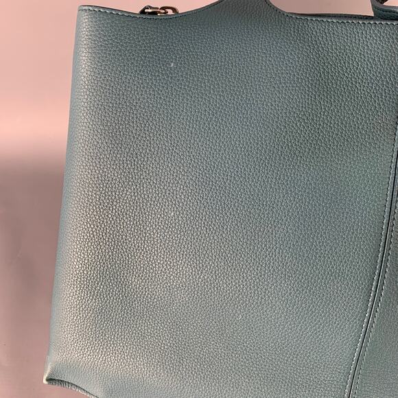 CELINE Blue Pebble Grain Leather Medium Trifold Tote Handbag - Picture 11 of 13